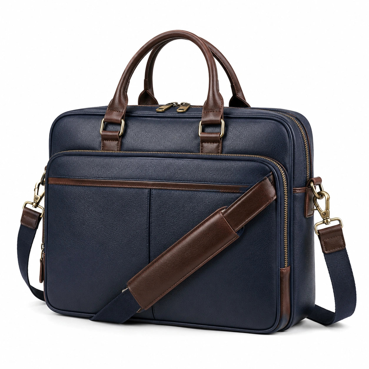 Elegante Laptoptasche für Berufstätige in Marineblau und Braun