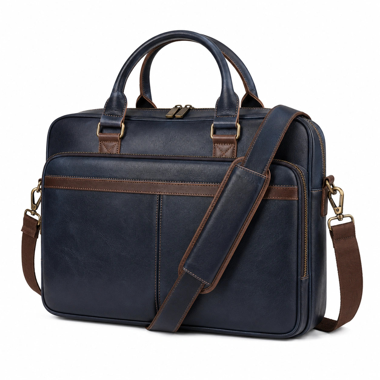 Laptoptasche 15 Zoll Blau Braun Schultertasche