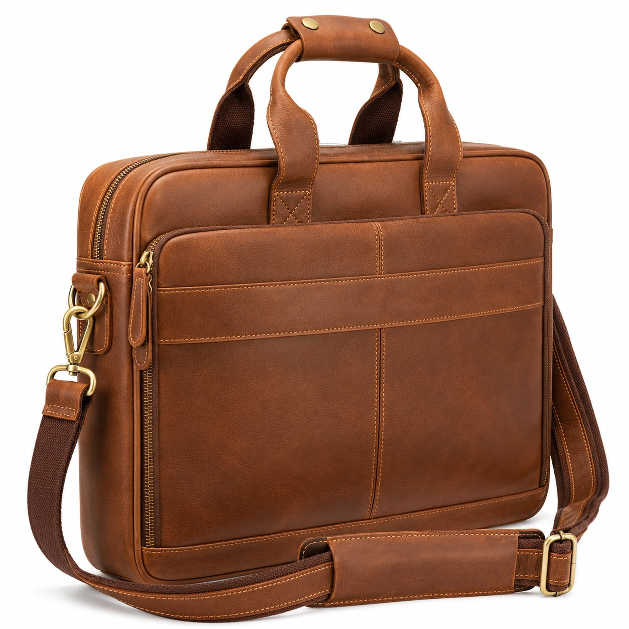 Braune Aktentasche mit Laptopfach und verstellbarem Schultergurt