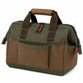 Langlebige Canvas-Werkzeugtasche Olivgrün/Braun mit Mehreren Fächern