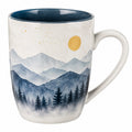 Keramiktasse mit Landschaftsmotiv, 360 ml, Blau/Weiß