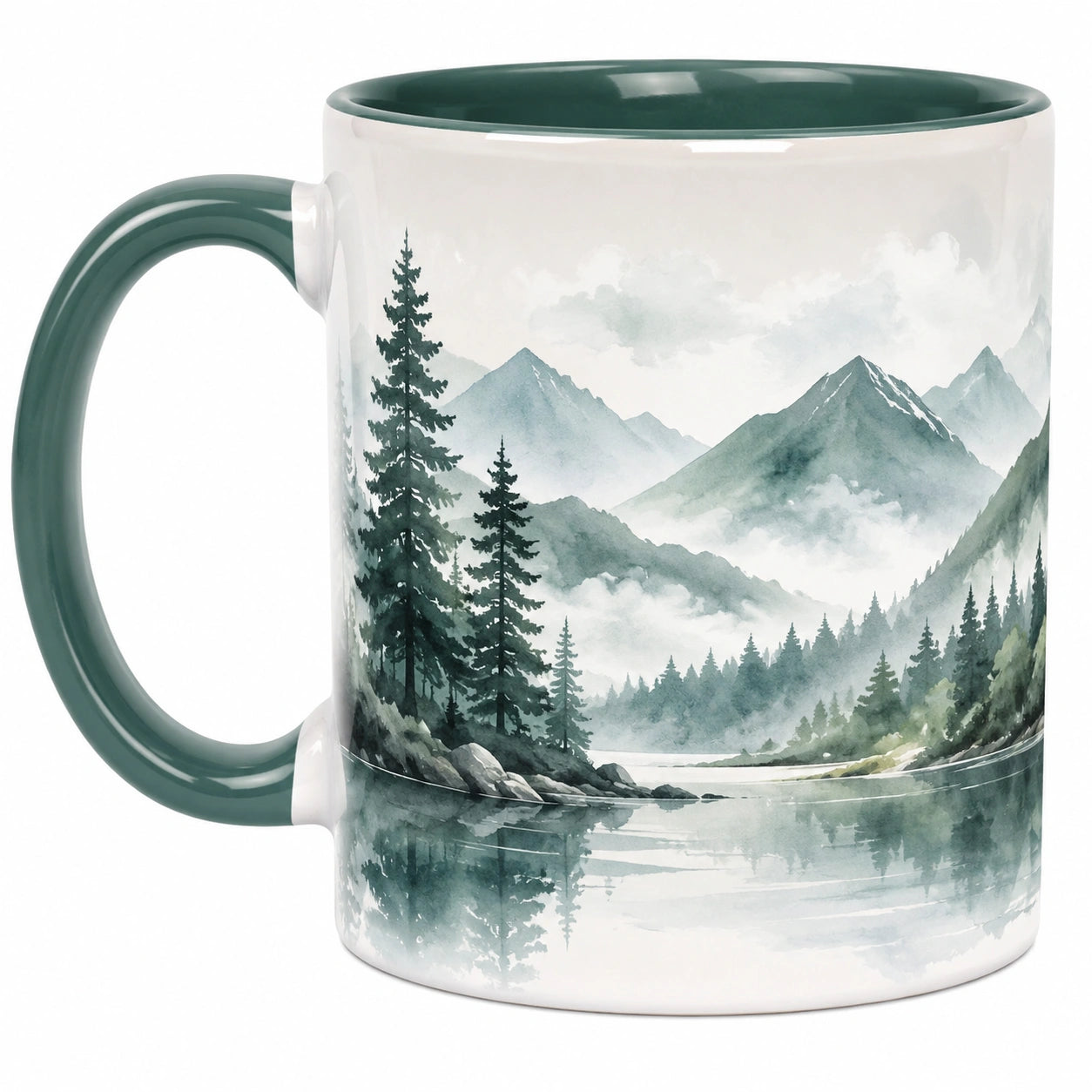 Keramikbecher mit Berglandschaft 350ml Grün
