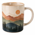 Handgefertigter Keramikbecher mit Landschaftsmotiv 350ml - Naturtöne