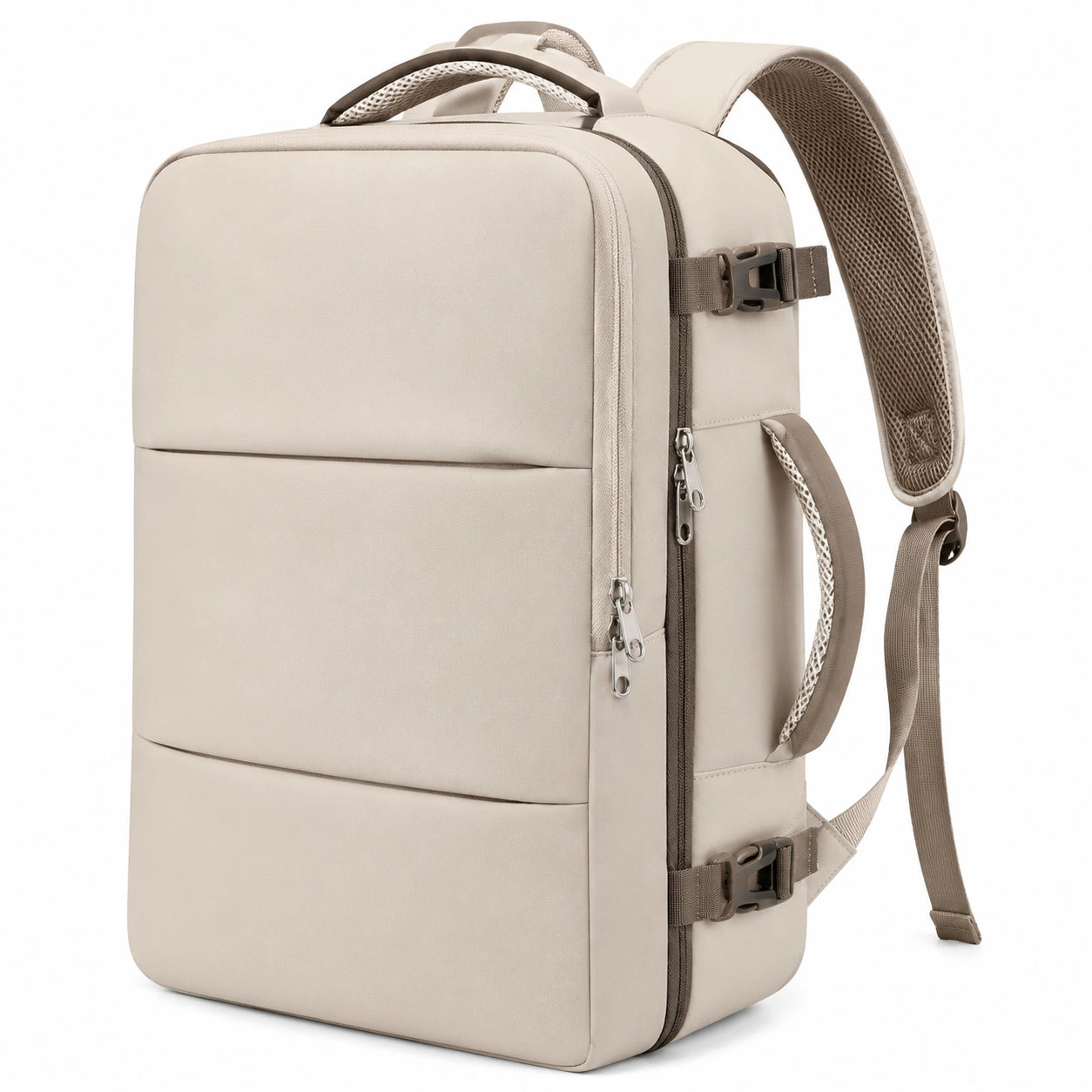 Beiger Rucksack mit Laptopfach und Ergonomischen Trägern