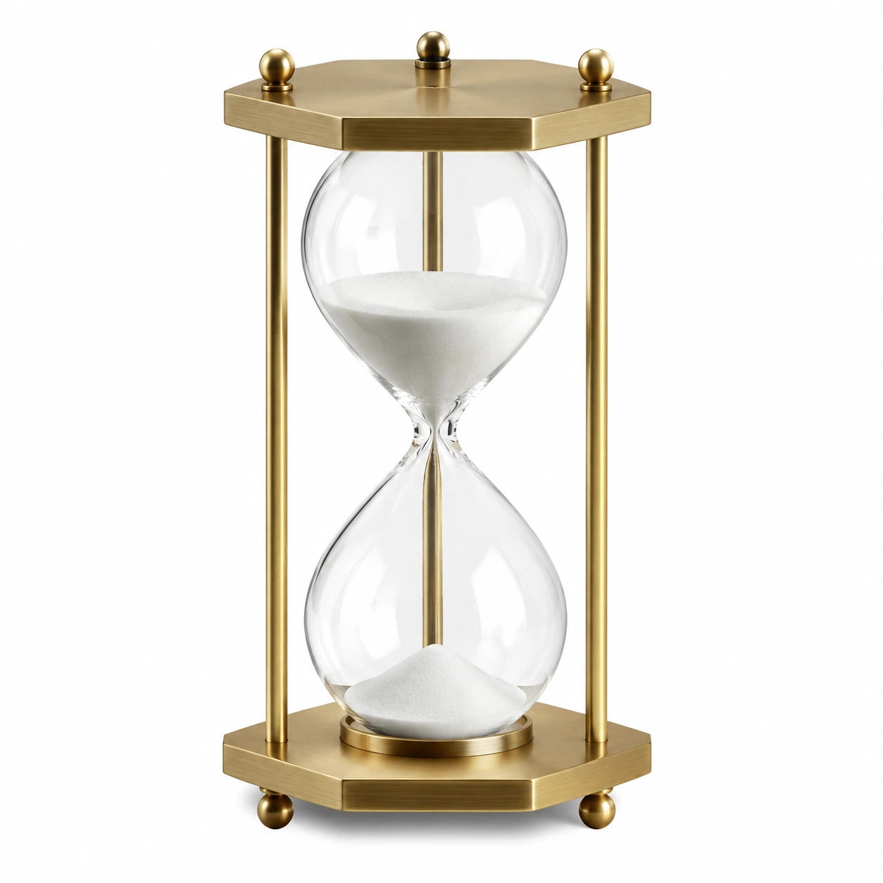 Elegante Sanduhr aus Glas mit goldenem Metallrahmen