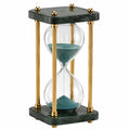 Sanduhr mit Glas und Metallrahmen 30x14x14cm in Grün/Gold