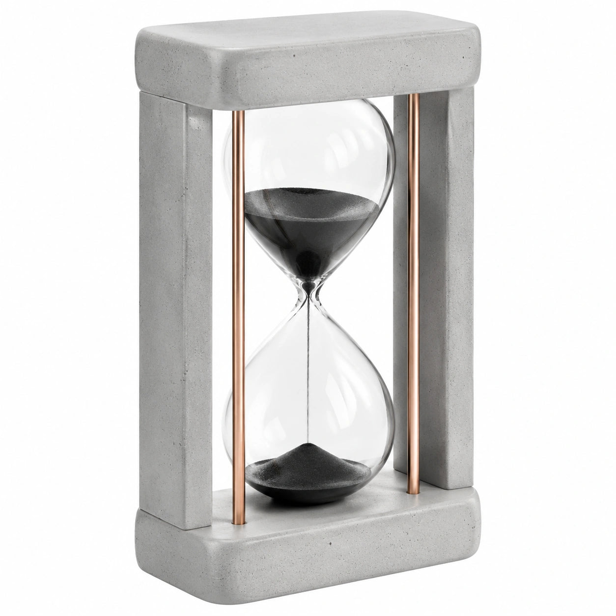 Moderne Sanduhr mit Betonrahmen in Grau und Schwarz