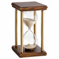 Dekorative Sanduhr aus Glas mit Holz und Metallrahmen in Gold und Braun