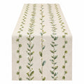 Tischläufer 40x180 cm mit Blättermuster in Beige/Grün
