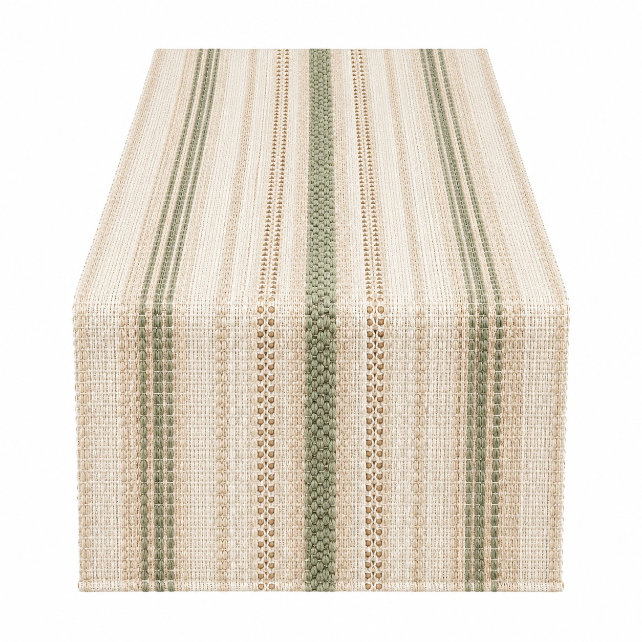 Tischläufer Streifen Beige/Grün 150x40 cm Rutschfest