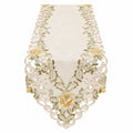 Eleganter Tischläufer mit Blumenstickerei, Beige und Gold