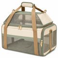 Faltbare Haustiertragetasche mit Mesh-Belüftung, Beige/Grün