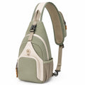Grün/Beige Unisex Crossbody-Tasche mit ergonomischem Design und USB-Anschluss